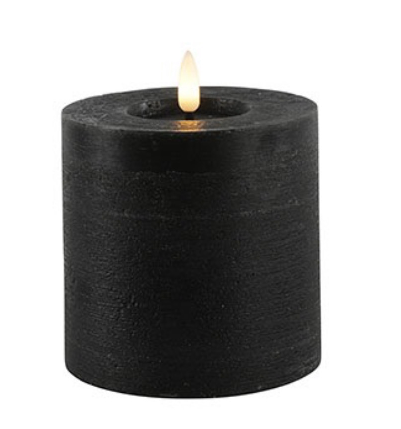 Zwarte stompkaars 10x10 met Afstandsbediening Of Timer