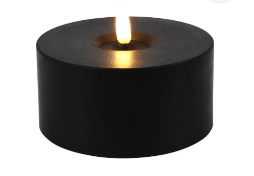 Zwarte Kleine led outdoor stompkaars 10cm doorsnee