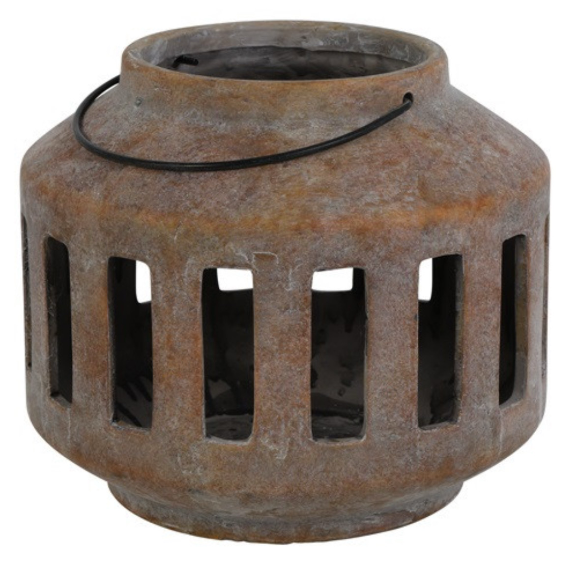 Windlicht ro Cecila L grijs/bruin-L23B23H19,5CM