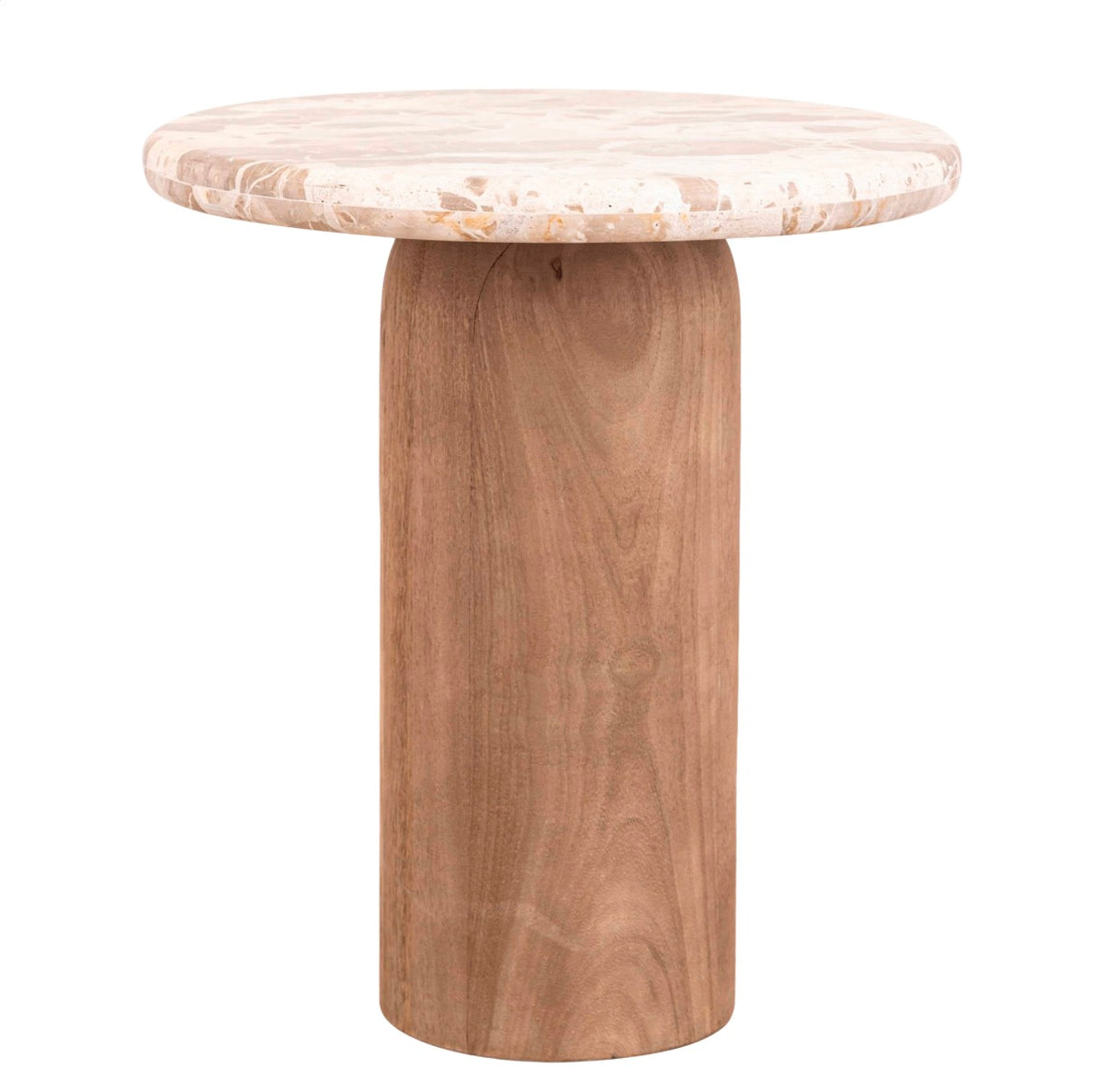 Bijzettafel met marmeren blad poot in mango hout