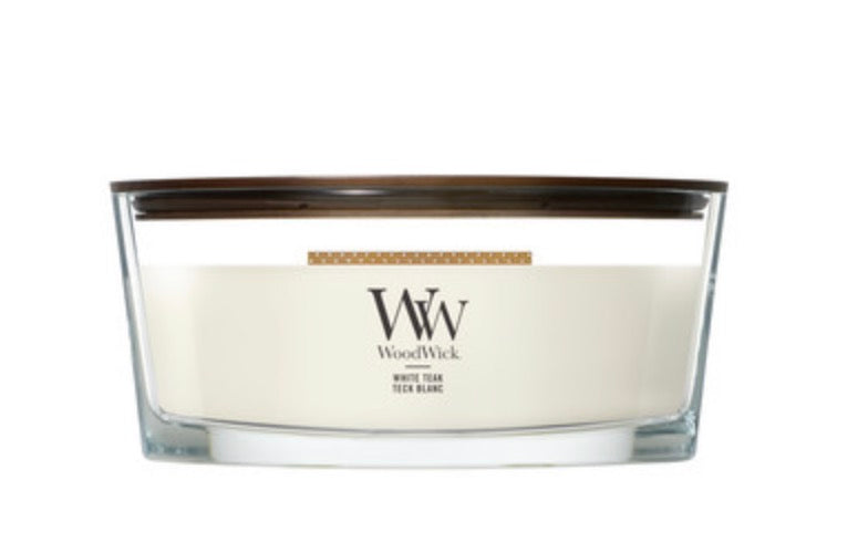 WW NEW White Teak Ellipse Candle