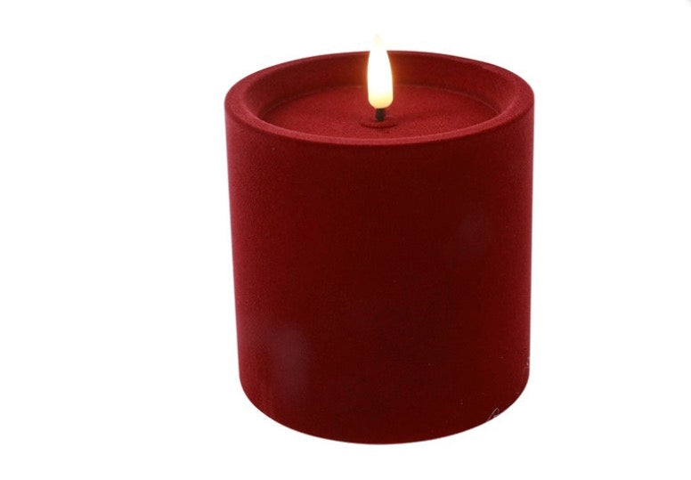 LED Kaars Stomp velvet rood-10x10x10CM