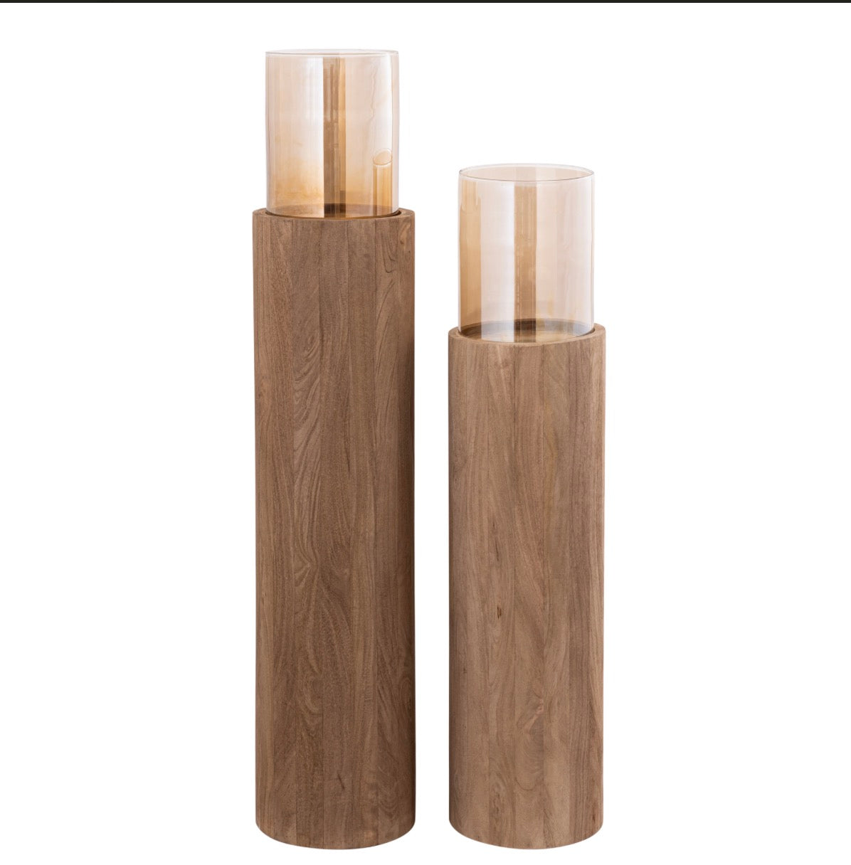 Vloerwindlicht in mango hout incl glas 28.0 x 28.0 x 90.0 cm