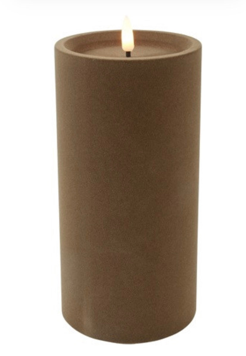 LED Kaars Stomp velvet Ø10CM ro Lyon L taupe-10x10x20CM