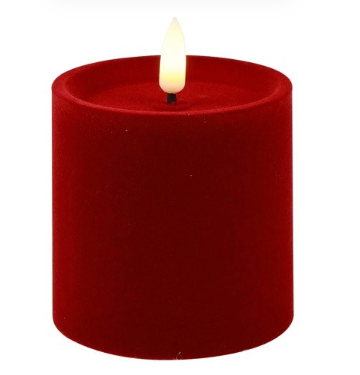 LED Kaars Stomp velvet Ø7,5CM ro Lyon S rood-7,5x7,5x7,5CM