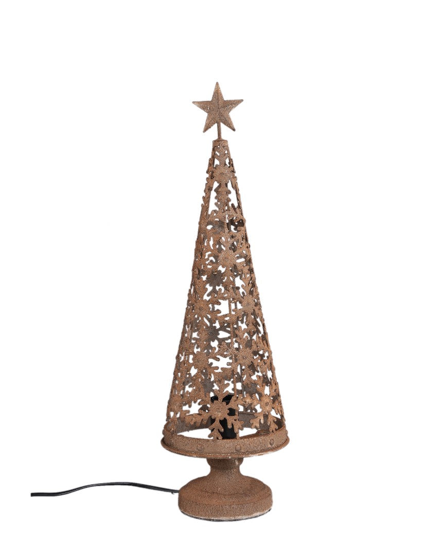 Roeste kerstboom met stekker