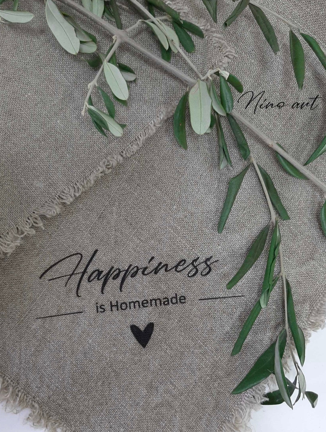 Shabby doek met zeiloog Happines 50x50cm