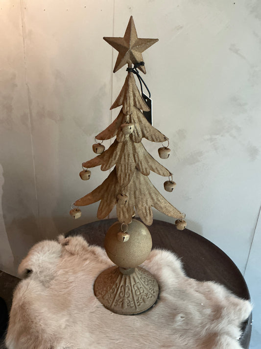 Roeste kerstboom met belletjes 45x12cm