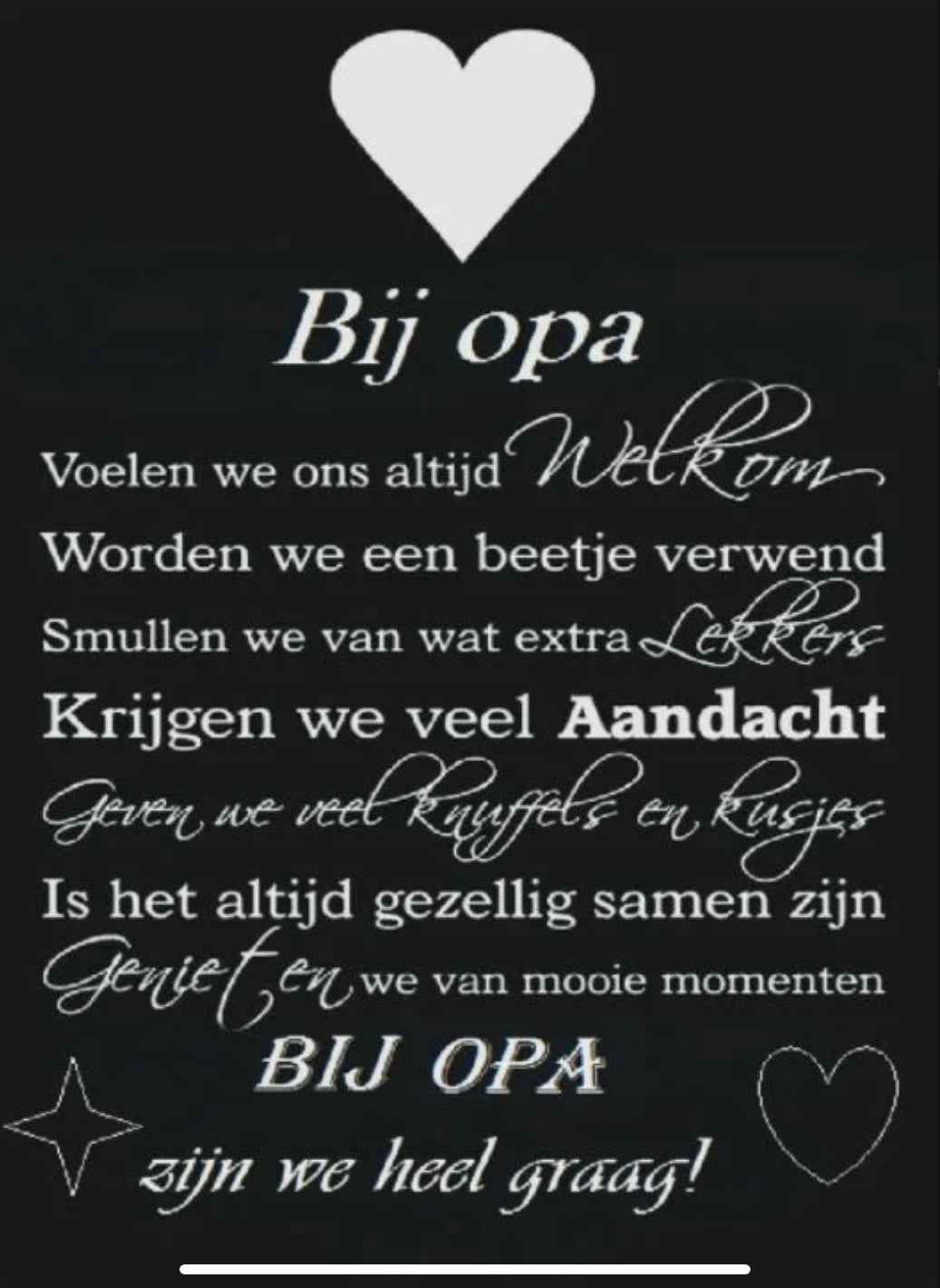 Tekstbordje bij opa