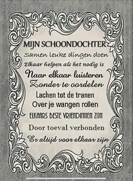Tekstbordje Mijn schoondochter