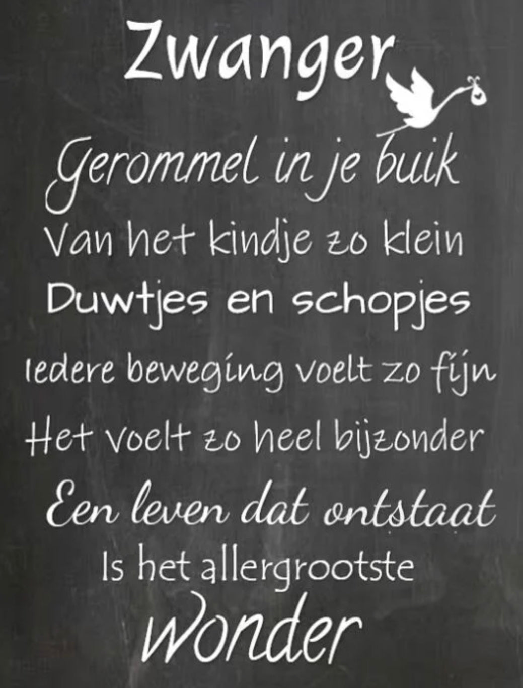 Tekstbordje zwanger