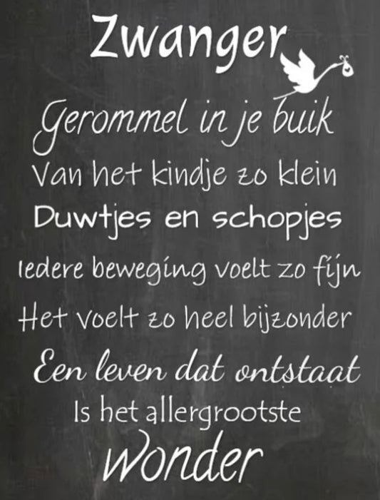 Tekstbordje zwanger