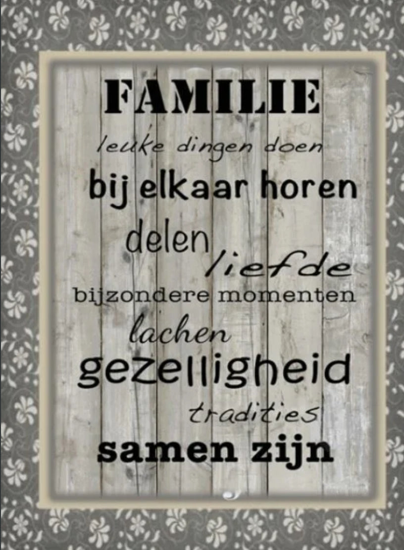 Tekstbordje familie