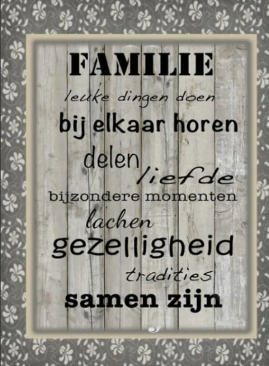 Tekstbordje familie