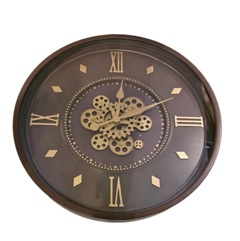 Klok met radartandwielen bruin