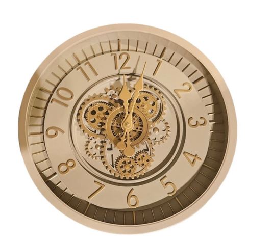 Klok met radartandwielen crèmekleurig doorsnee 53cm