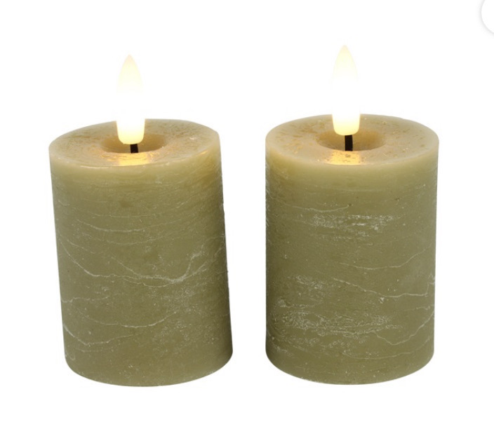 Beige Led stompkaaren 5 cm met timer of afstandsbediening te bedienen 3xaaa batterijen