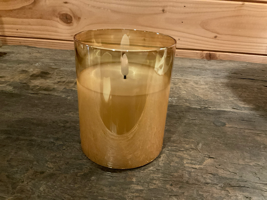 Ledkaars in glas beige