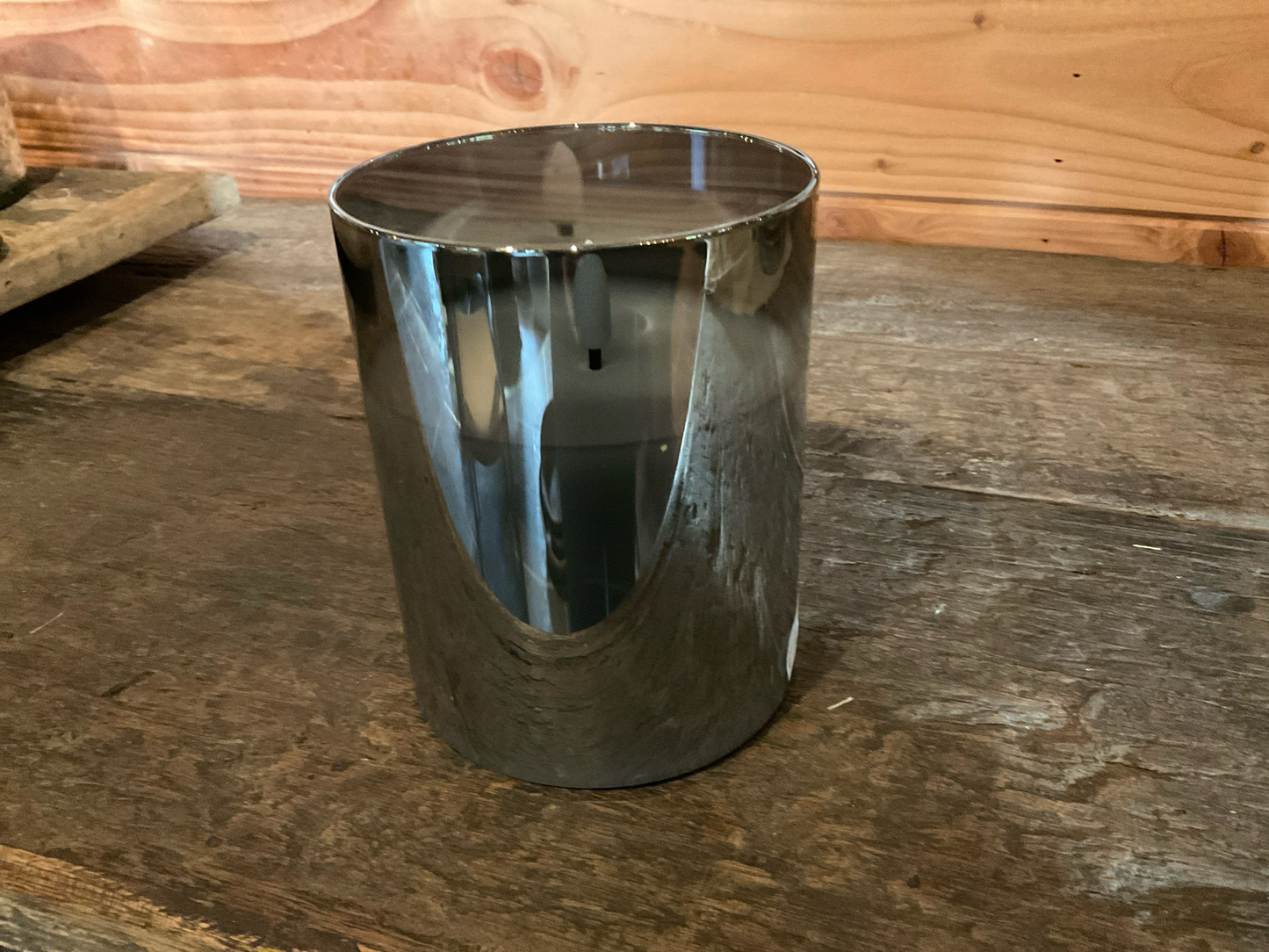 Ledkaars in glas ( grijs)