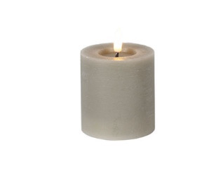 Grijze stompkaars  7,5 Cm op batterijen met timer of afstandsbediening
