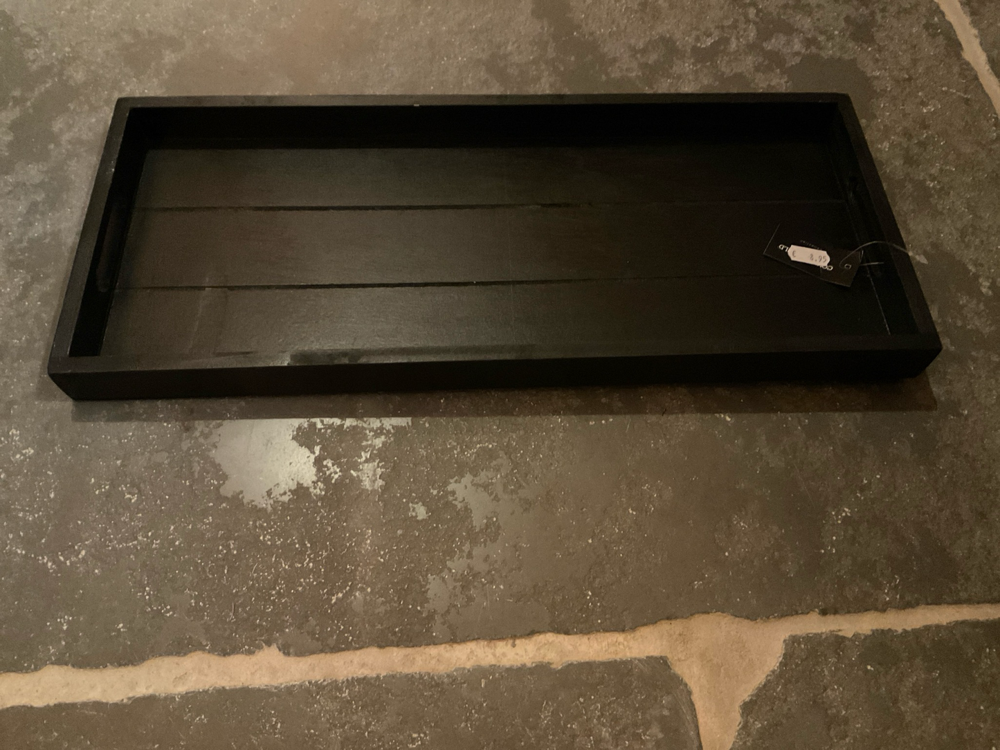 Langwerpig zwart dienblad