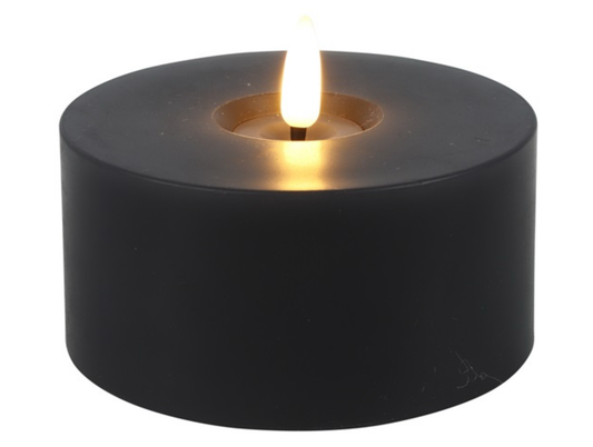 Grijze kleine led outdoor stompkaars doorsnee 10 cm