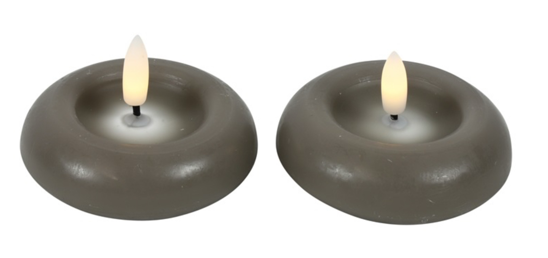 Grijze led drijfkaarsen setje van 2
