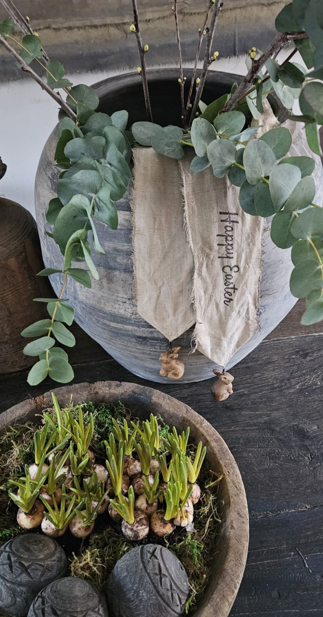 Lang lint met 2 konijnen happy easter 135cm