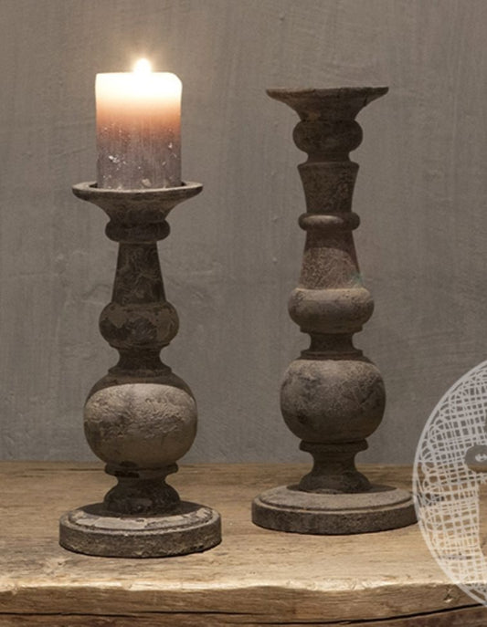 Kandelaar bol in hout 25x14x14