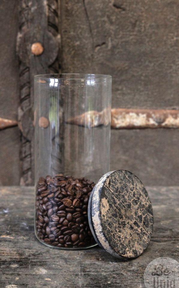 Voorraadpot met houten deksel keuze uit geribbeld of effen glas 21x10cm