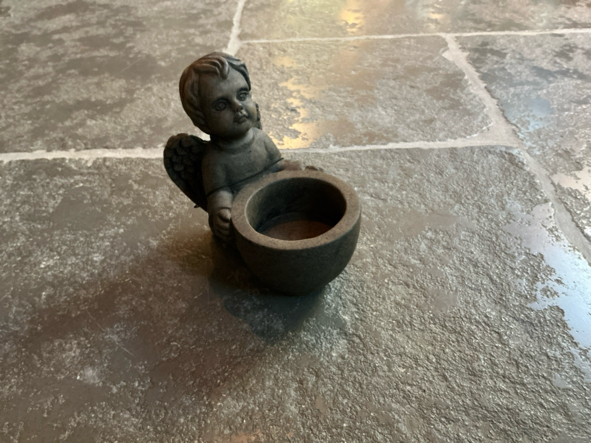 Engel bruin voor theelichtje 14x14cm