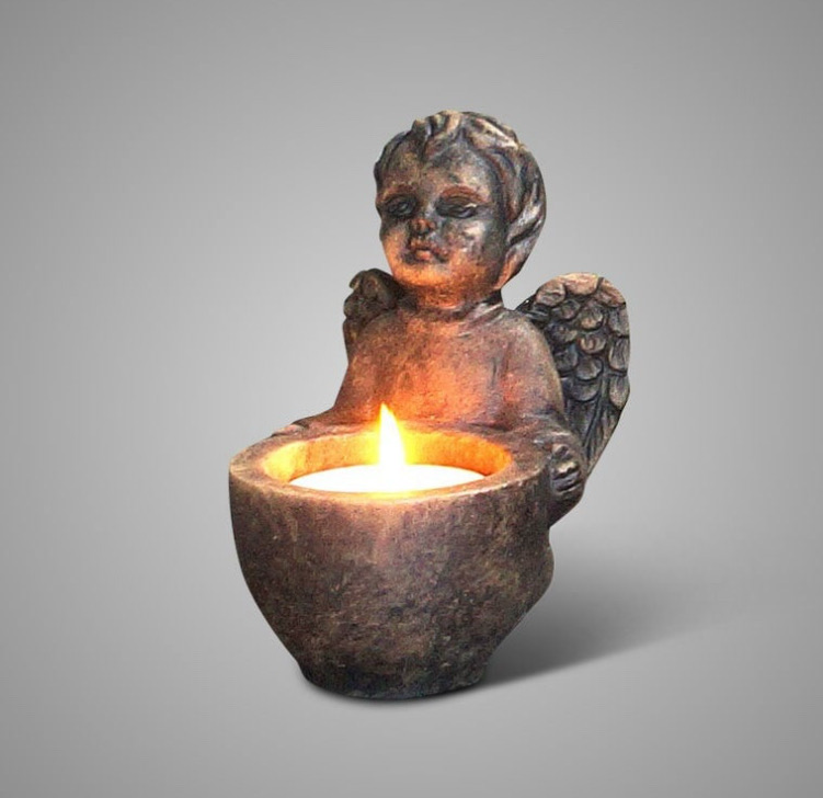 Engel bruin voor theelichtje 14x14cm