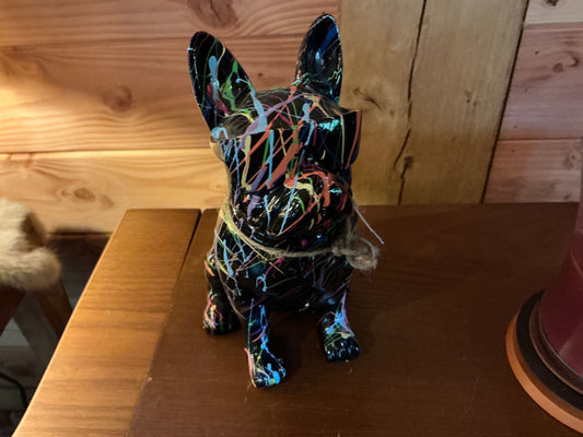 Franse Bulldog met kleuren 20x12cm