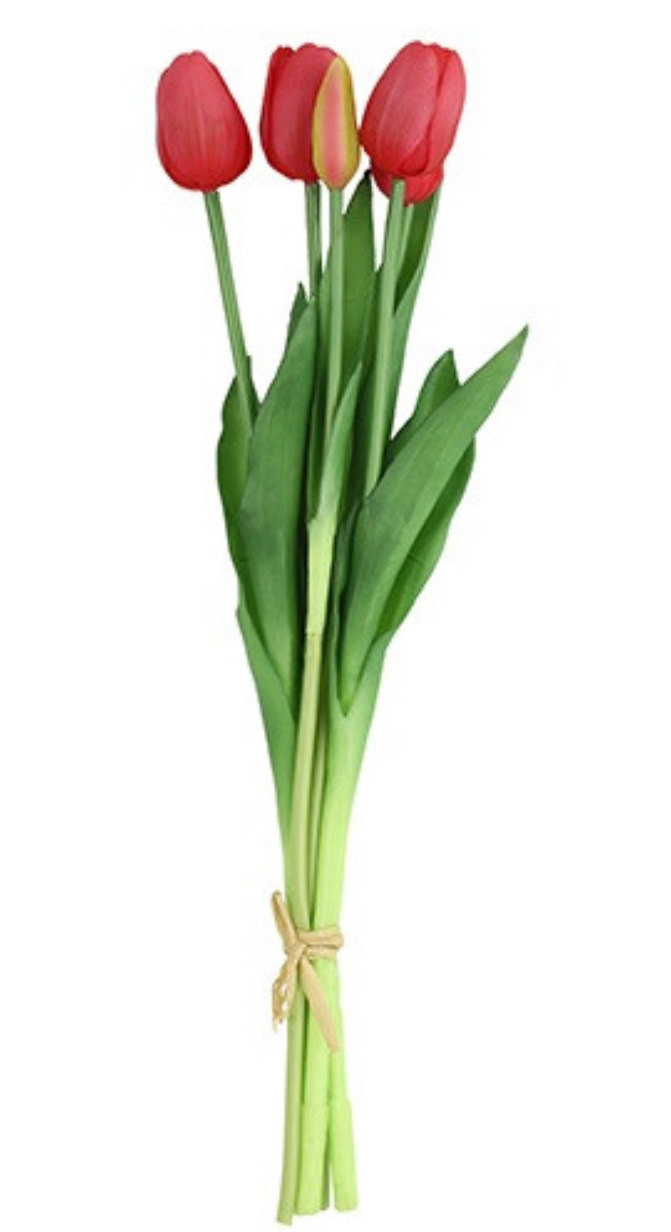 Boeket tulpen van 5 kleur roos 41cm