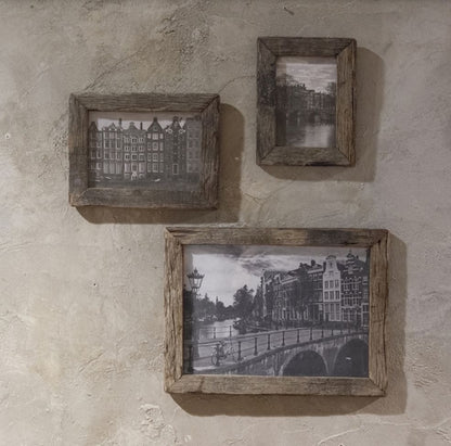 Fotokader in oud hout Afmeting ca. (HxBxD) 21x16x2 cm