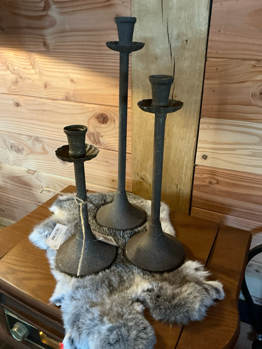 Set van 3 Roeste kandelaars 26, 32 & 40cm voor Dinerkaarsen