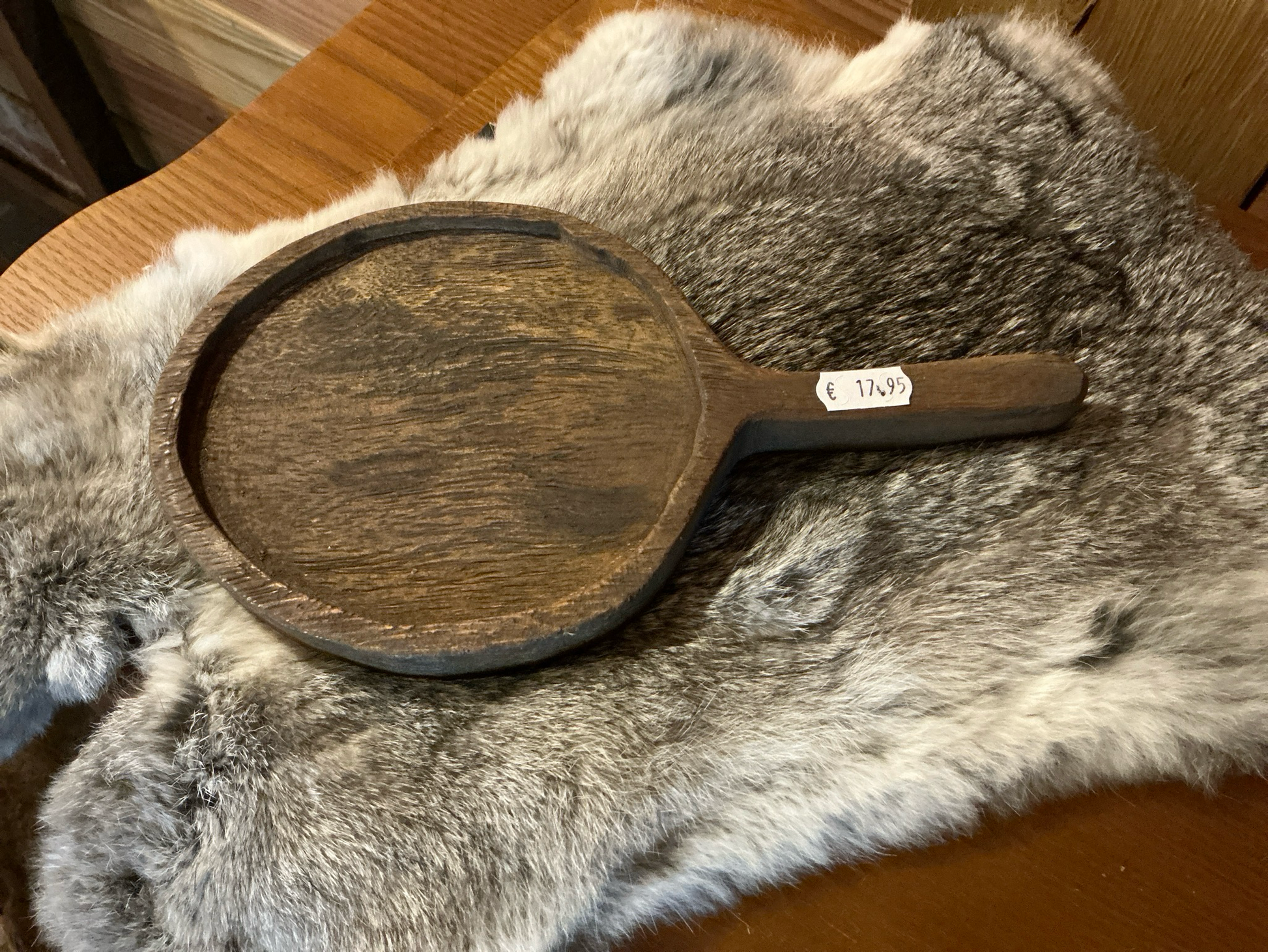 Houten plankje met handvat 15cm doorsnee