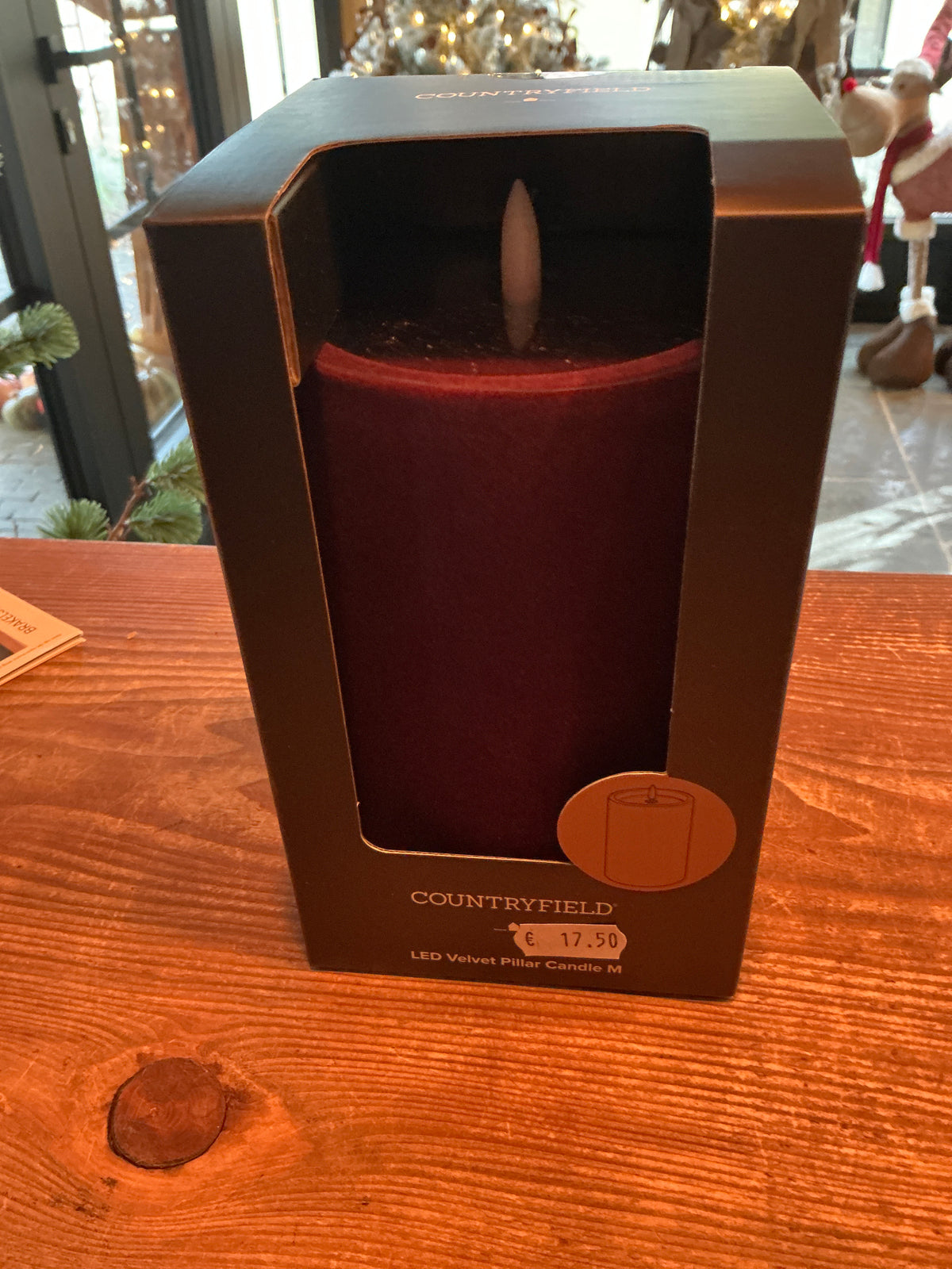 Led stompkaars velvet bordeaux 8x15cm