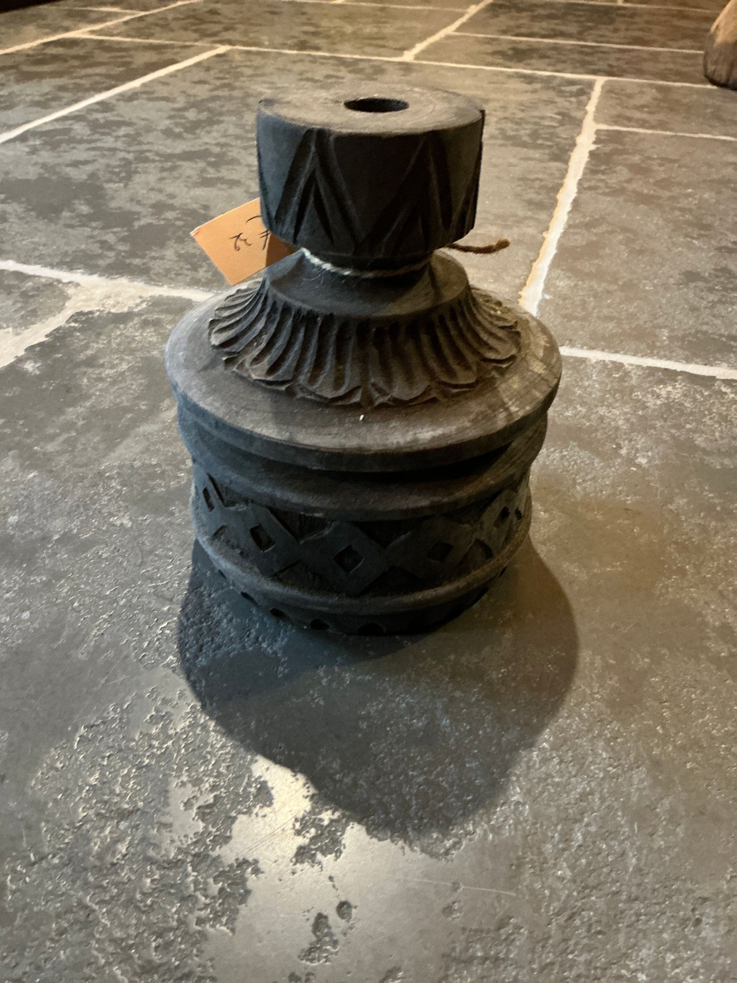 Houten kandelaar 14x18cl