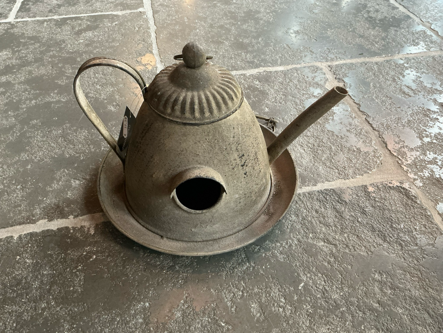 Vogelhuisje theepot om op te hangen 20x25cm