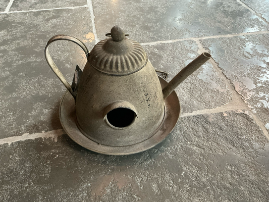 Vogelhuisje theepot om op te hangen 20x25cm