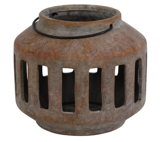 Windlicht ro Cecila S grijs/bruin-L19,5B19,5H17CM