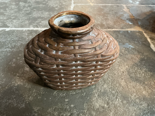 Ovale vaas bruin grijs 22x16cm