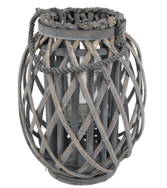 Windlicht hoog Tifany grijs-L22B22H30CM