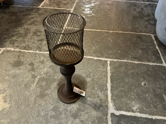 Roeste staander voor theelicht incl glas 12x39cm