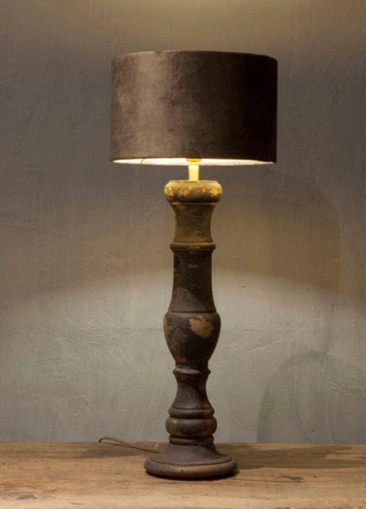 Tafellamp Nancy | incl. kap velours bruin Afmeting ca. (HxBxD) 64x20x20 cm