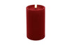LED Kaars Stomp velvet rood-7,5x7,5x12,5CM