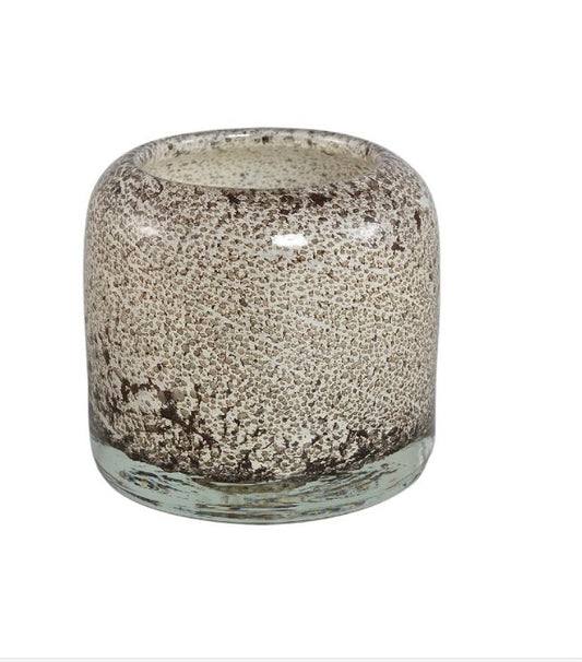 Theelicht Beige heavy bubble glass tealight L