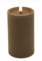 LED Kaars Stomp velvet Ø7,5CM ro Lyon L taupe-7,5x7,5x12,5CM