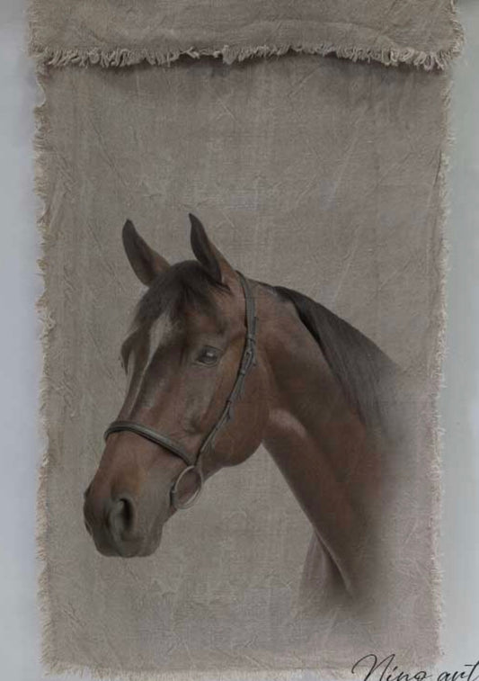 Wanddoek paard met ophangsysteem 45x95cm